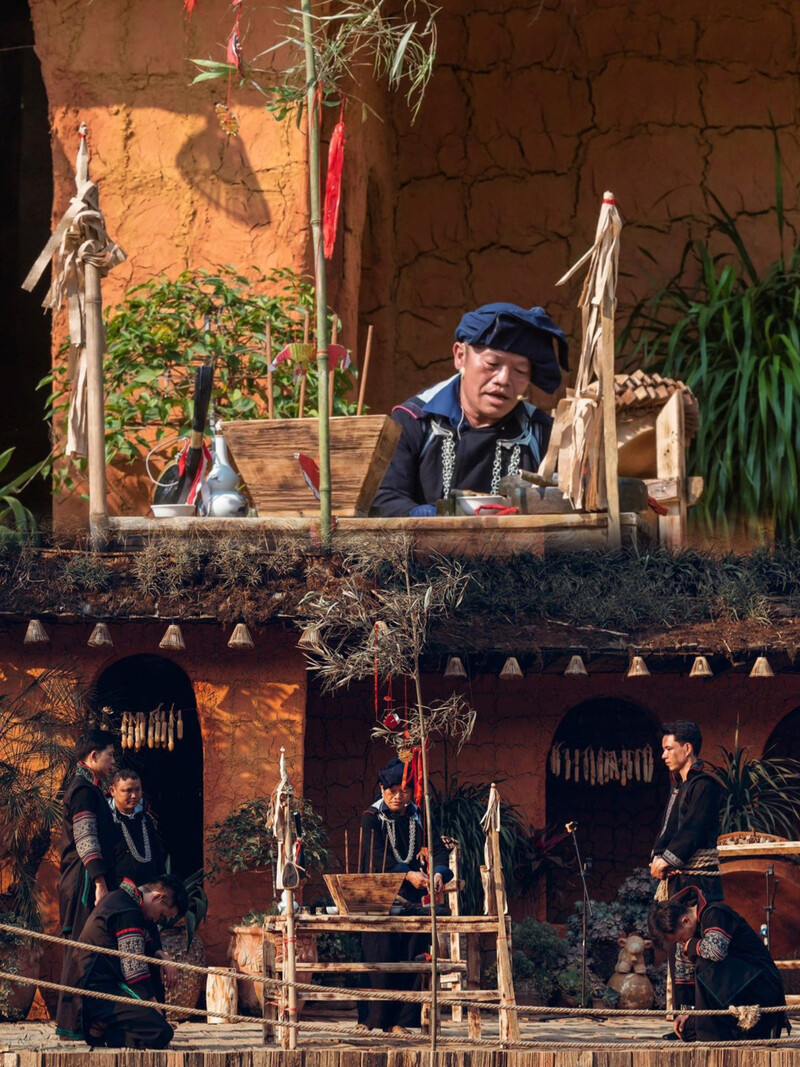 Scene reenacting the Hmong rice praying festival