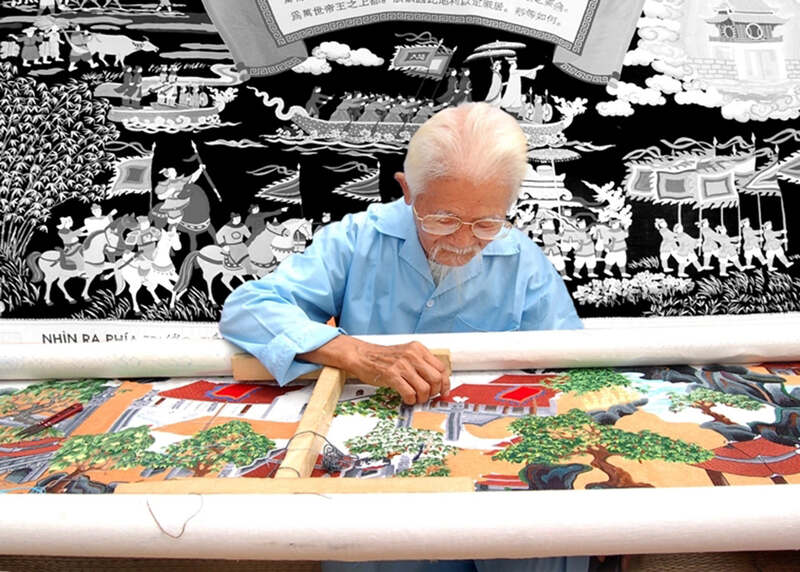 Traditional lace embroidery craft at Van Lam