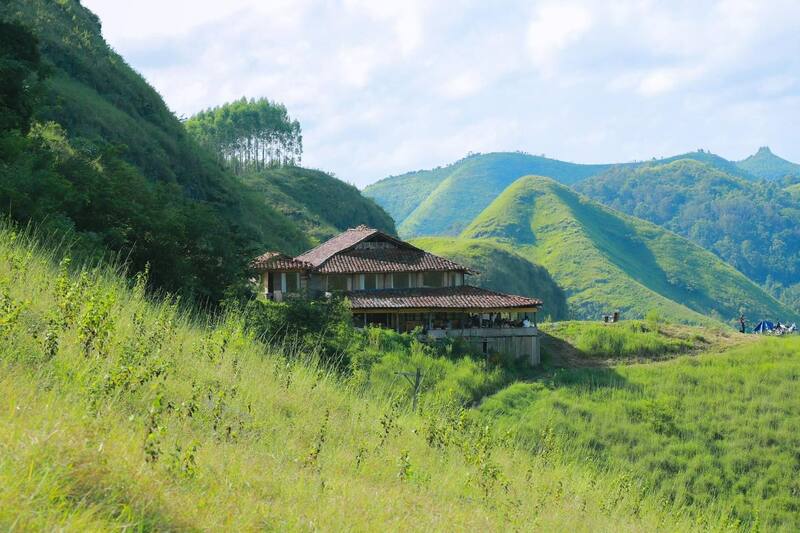 Green grass season on Ba Quang grass hill