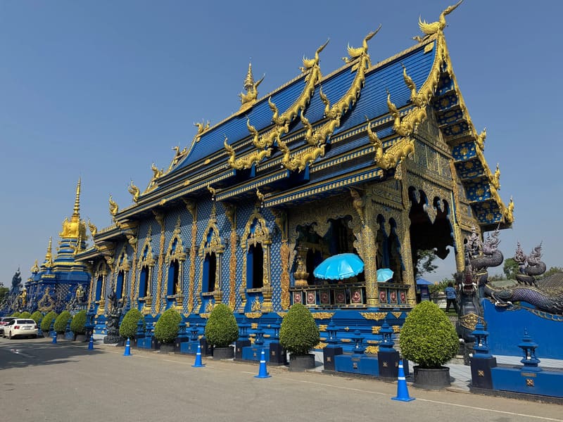 Blue dominates every corner of the Blue Temple