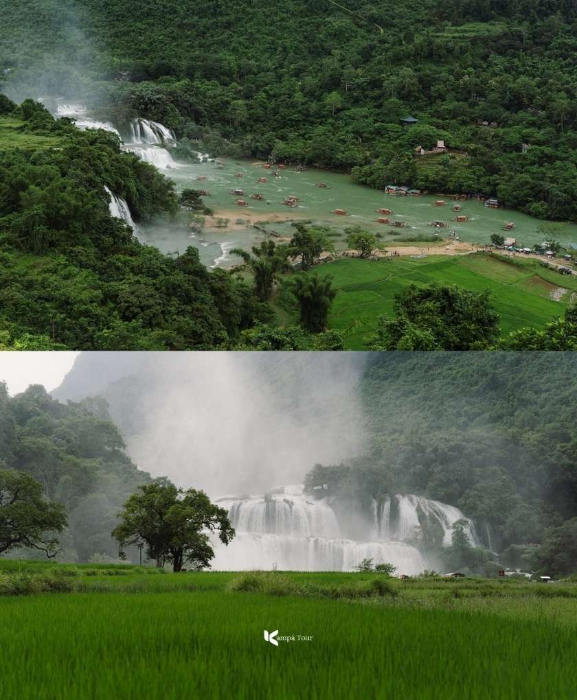 Panoramic view of Ban Gioc Waterfall