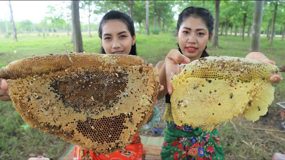 comida callejera en camboya-khnom ang miel