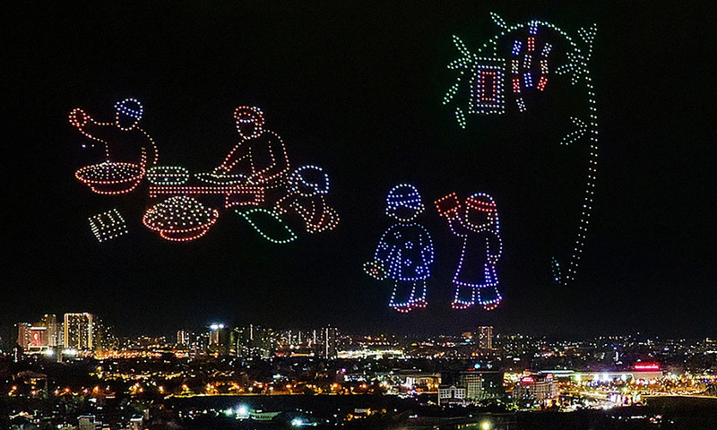 Flying drone in Hanoi