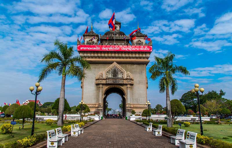 Patuxai Triumphal Arch in Vientiane's capital 