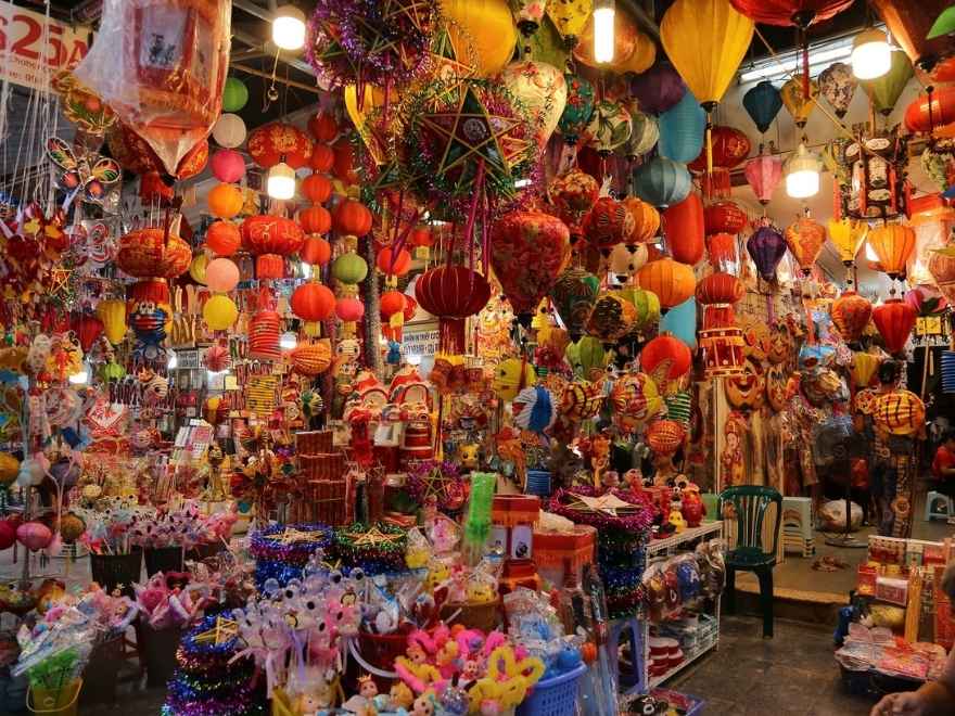 Hang Ma Street Hanoi with colorful lanterns during Mid-Autumn Festival