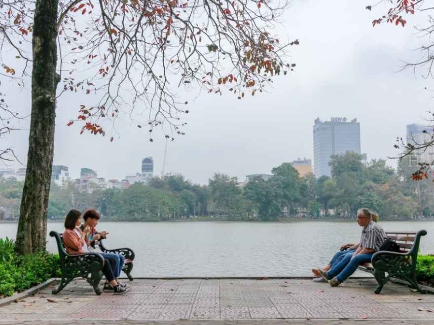 Morning walk in Hanoi in August before the heat builds