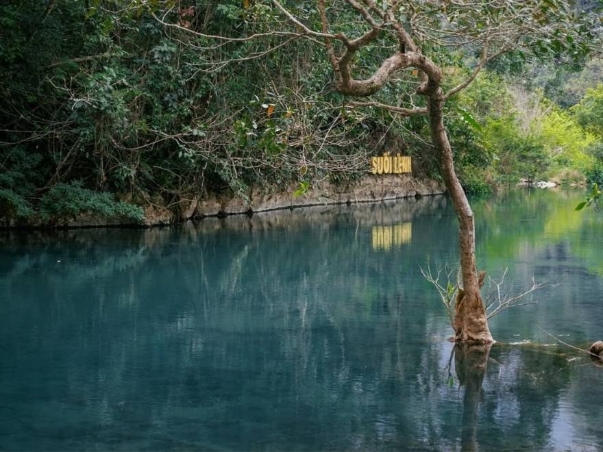 The stream runs around Pac Bo Cave area