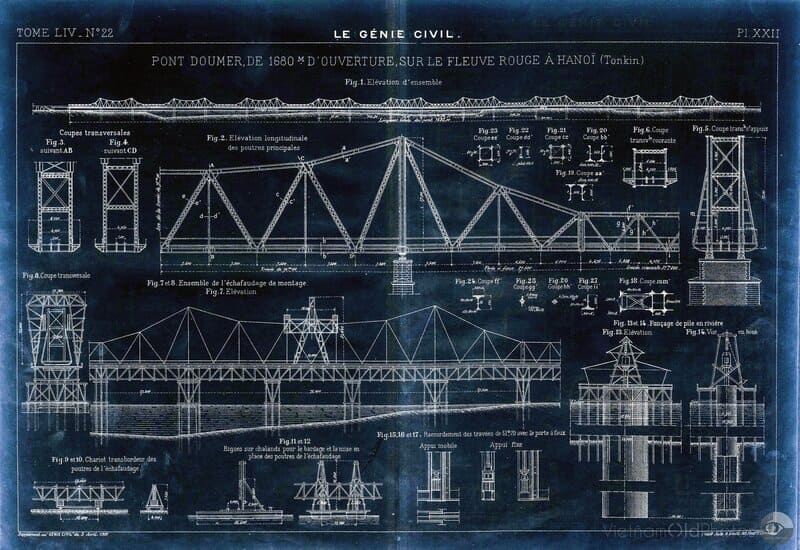 Original design of Long Bien bridge