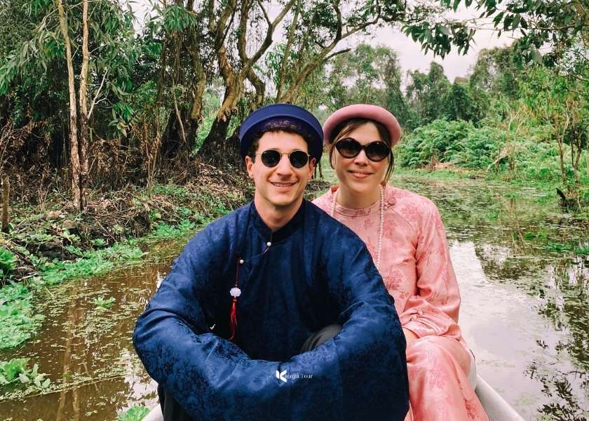 The young couple on their trip to experience the Mekong Delta