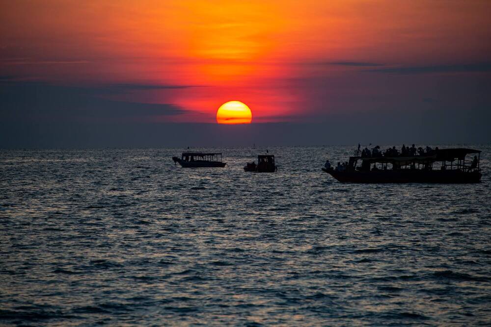 sunset on boats