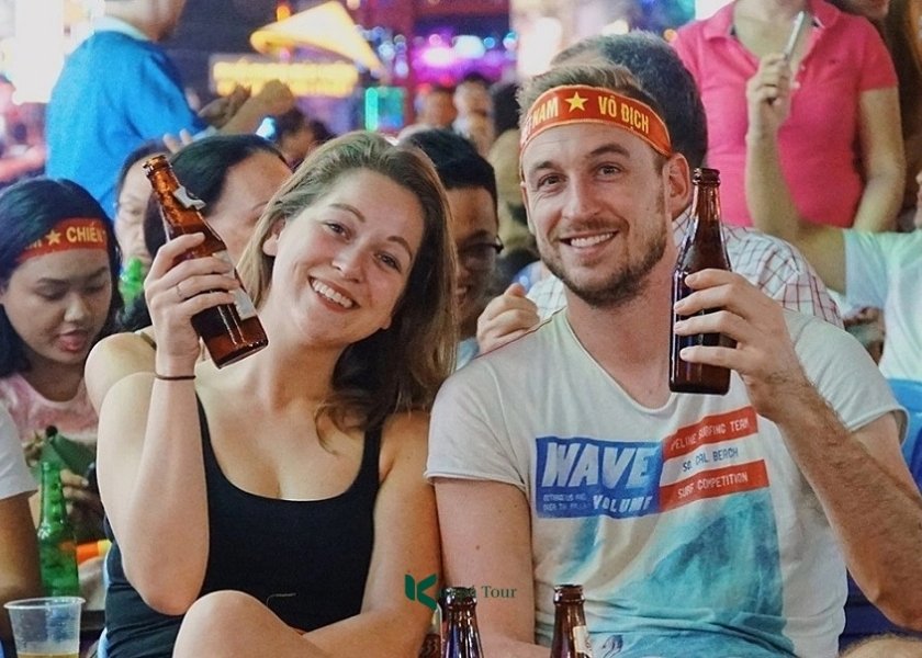 The fastest way to make friends in Vietnam is through drinking and football.