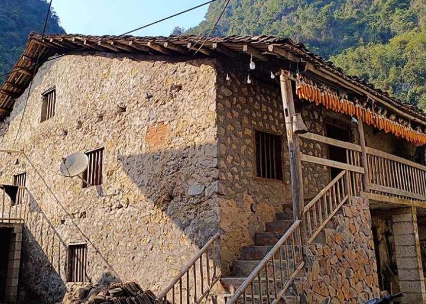 Traditional stone stilt houses of the Tay people.