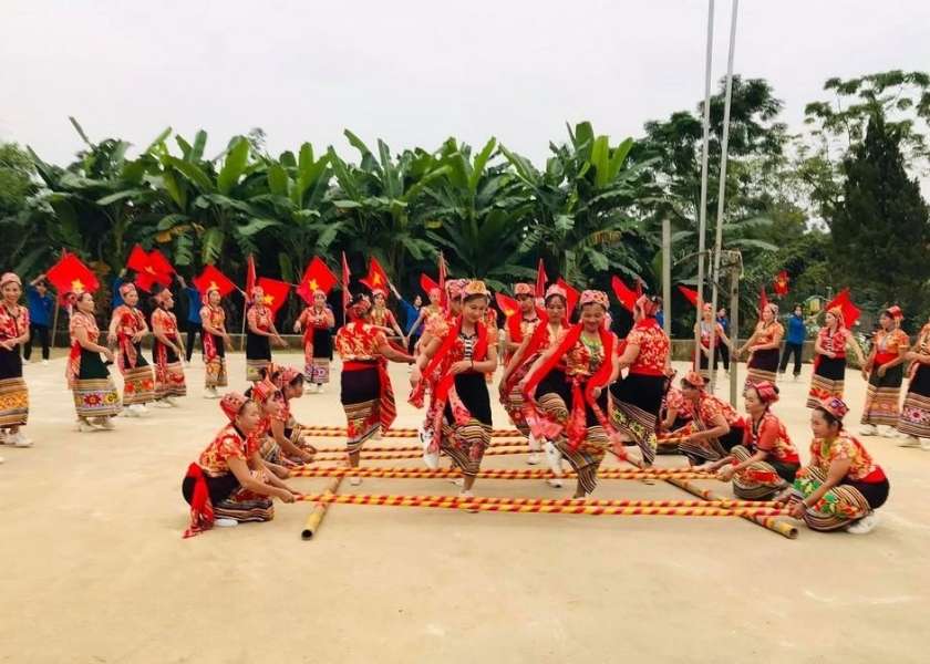 Traditional bamboo pole dance of the Thai people.