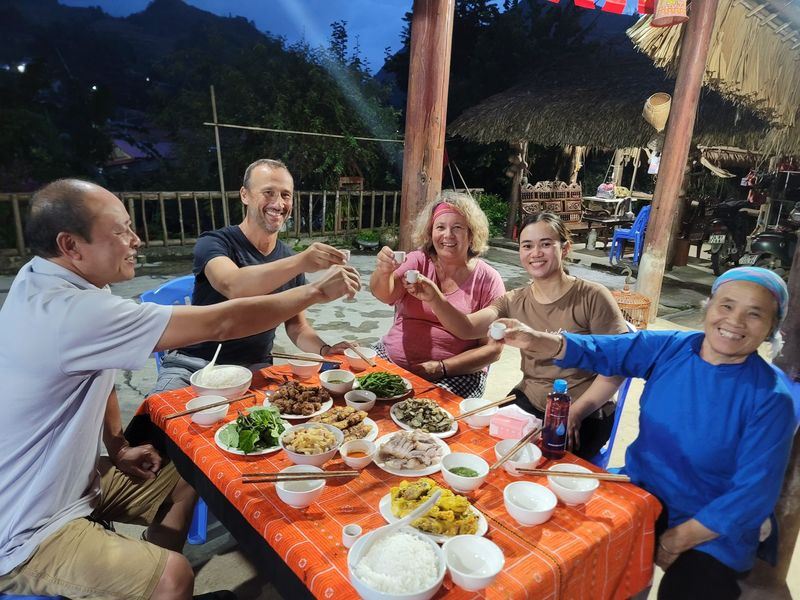Our travelers staying at a homestay we helped develop in Pu Luong.
