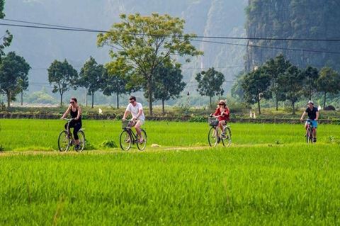 Tranquilo campo de ciclistas en Hoi An