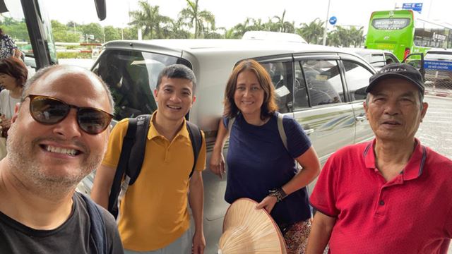 Horacio's family ready to explore Vietnam, starting their adventure.