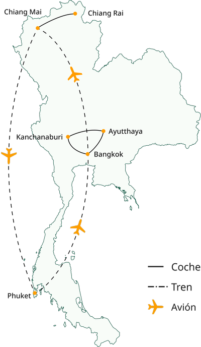 Gran circuito por Tailandia en 15 días de norte a sur