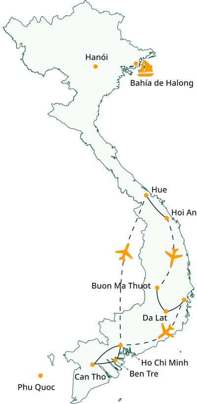 Vacación en el sur y el centro de Vietnam en 15 días