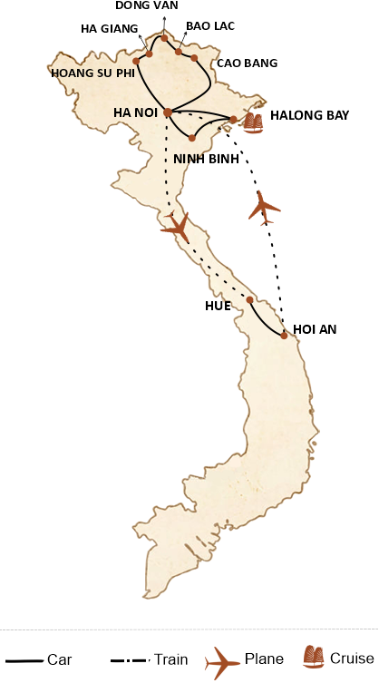 carte du circuit Vietnam in 3 Weeks: Northern Tribes & Central Heritage