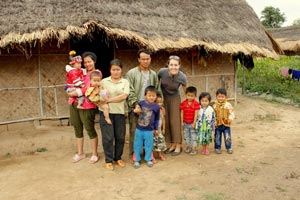 Tourists with the Laos local